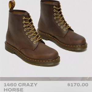 SOLD Dr. Martens 1460 crazy horse Brown Leather lace up Boots with Rugged Style